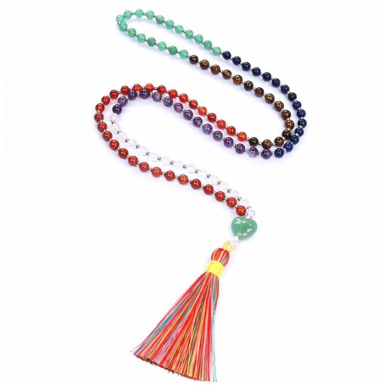 Meditation Tree of Life Pendant Bracelet Hand-knotted Colorful Crystal Necklace