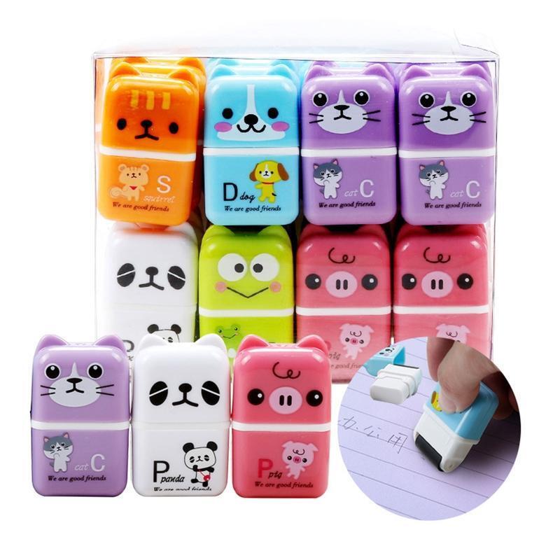 Cartoon Eraser Roller with Lid Portable Pencil Eraser Birthday Party Supplies