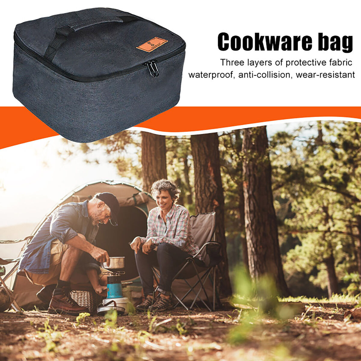 Camping Cookware Bag Waterproof Pot Stove Bags for Gas Tank (Small Grey)