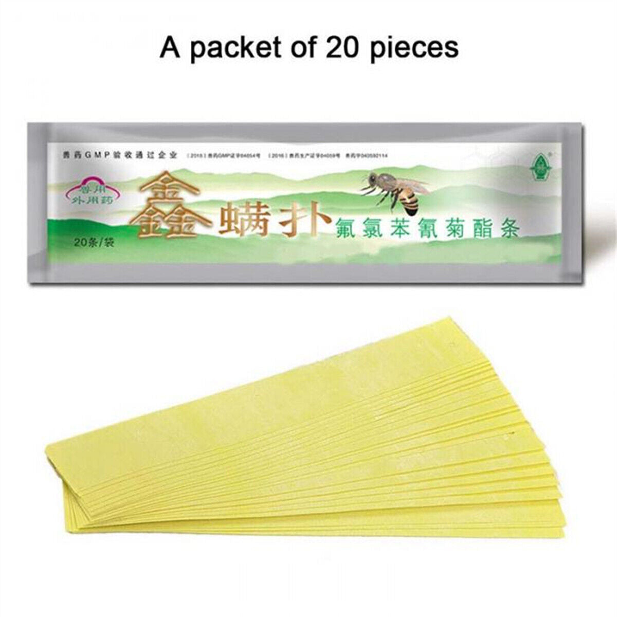 20X Varroa Strip Bee Mite Pro Acaricide Killing Beekeeping Pest Control Medicine