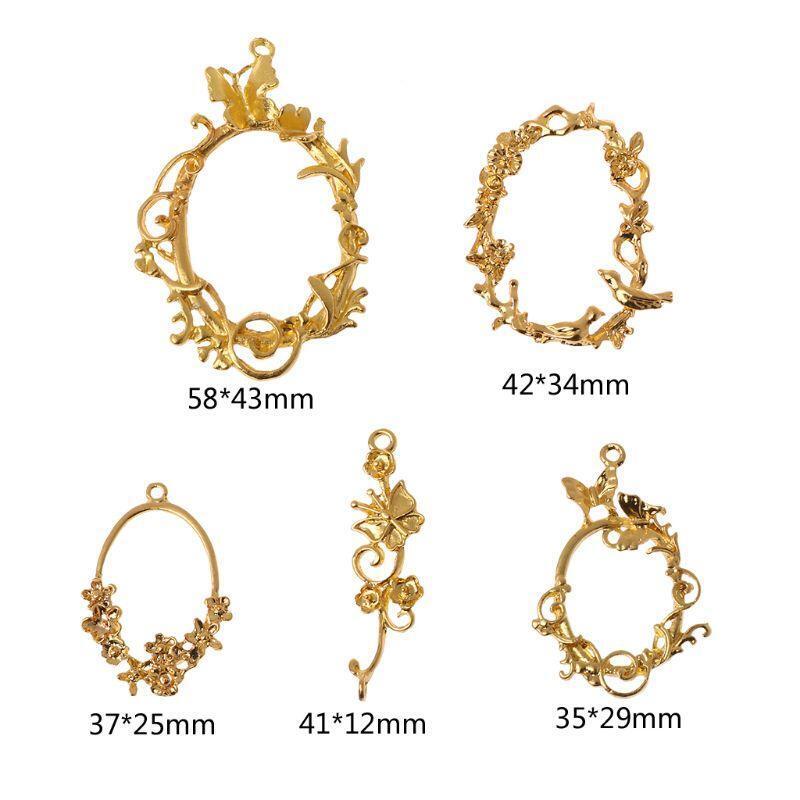 5 Pcs Flower Vine Photo Blank Frame Pendant Bezel Setting for DIY Press Flower