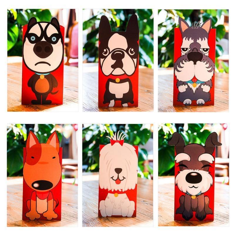 6pcs Dog Red Envelope To Fill In Money Chinese Tradition Hongbao Gift Present
