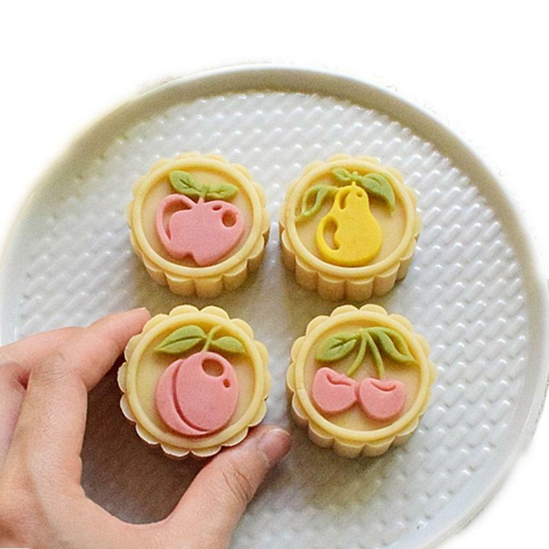 50g Plastic Material Mooncake Mold Fruit Shaped Stamps Moon Cake Moulds for DIY