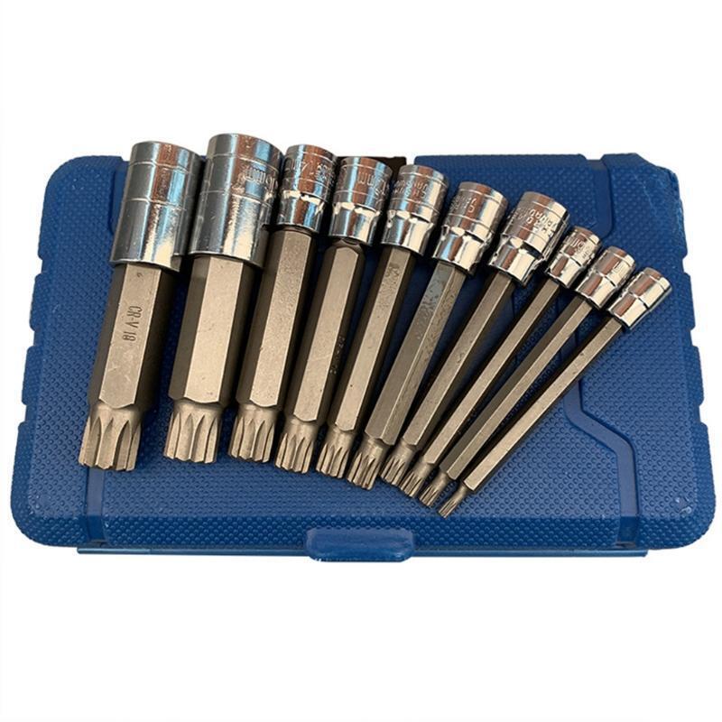 Pressure Batch Sleeve Group Sets Torx Star Bit Socket Set 1/2 3/8 1/4 Save Effor
