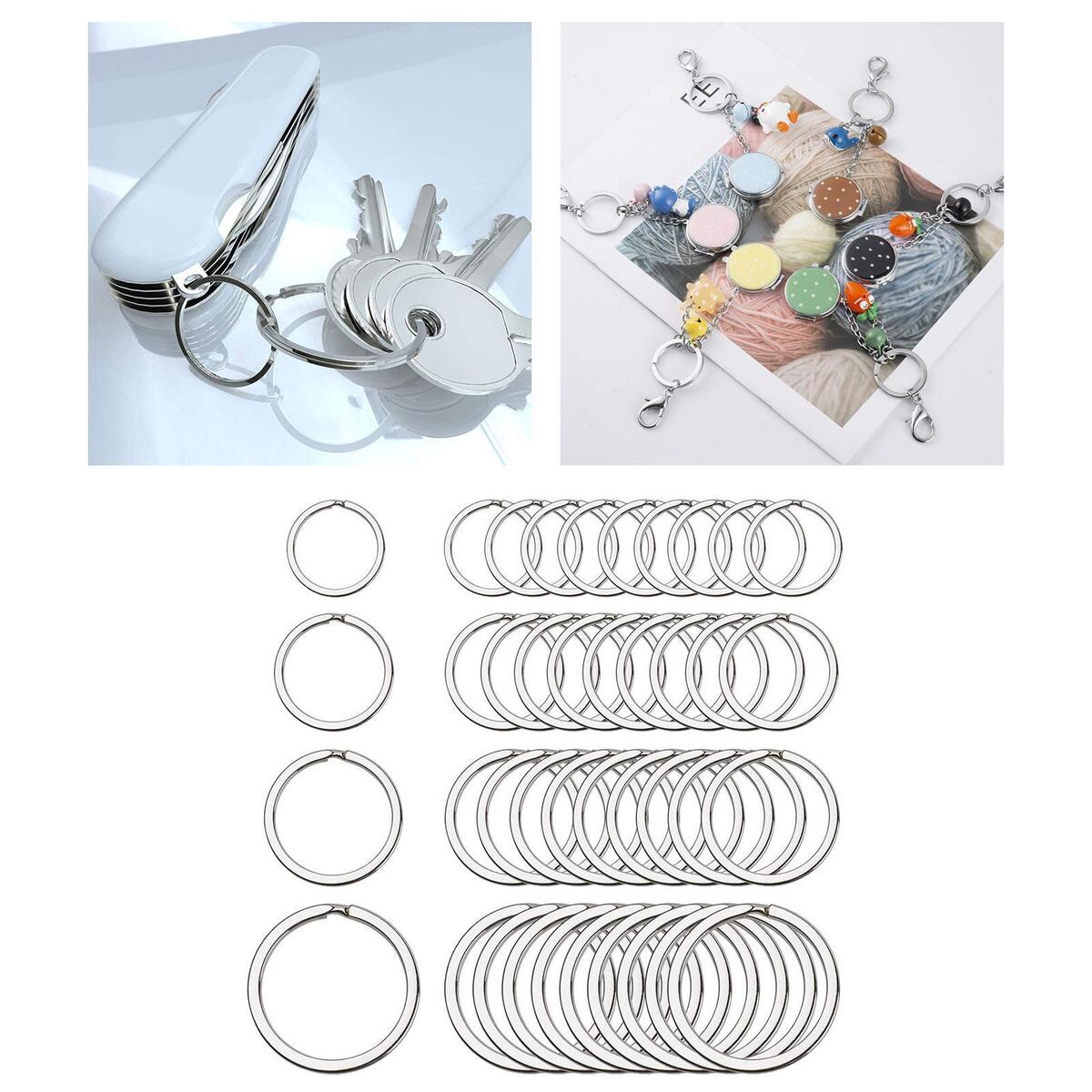 40 Pieces Round Keyrings Hanging Accessories Flat Key Chain Rings Keychain