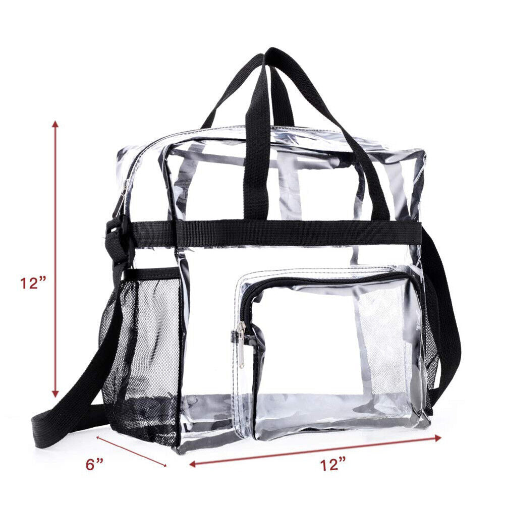Fashion Clear Shoulder Bag Sports Fitness Stadium Large Handbags (Black)