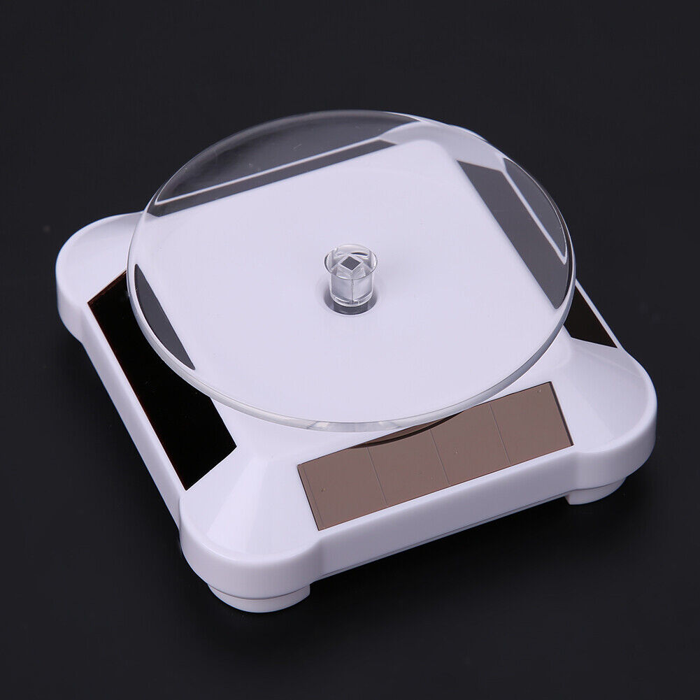 New Solar Showcase 360 Turntable Rotating Jewelry Watch Ring Display Stand