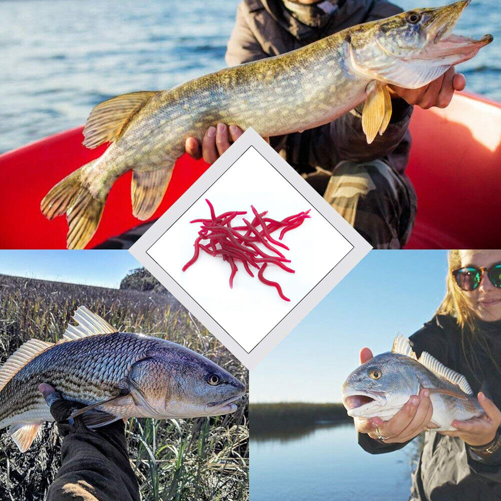 3.5cm Soft Red Worm Baits Earthworm Carp Fishing Lures Tackle Tool (200pcs)