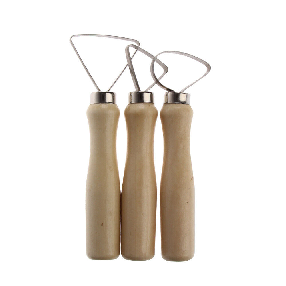 10 Pcs Wood Pottery Clay Sculpture Loop Tool with Stainless Steel Flat Wire