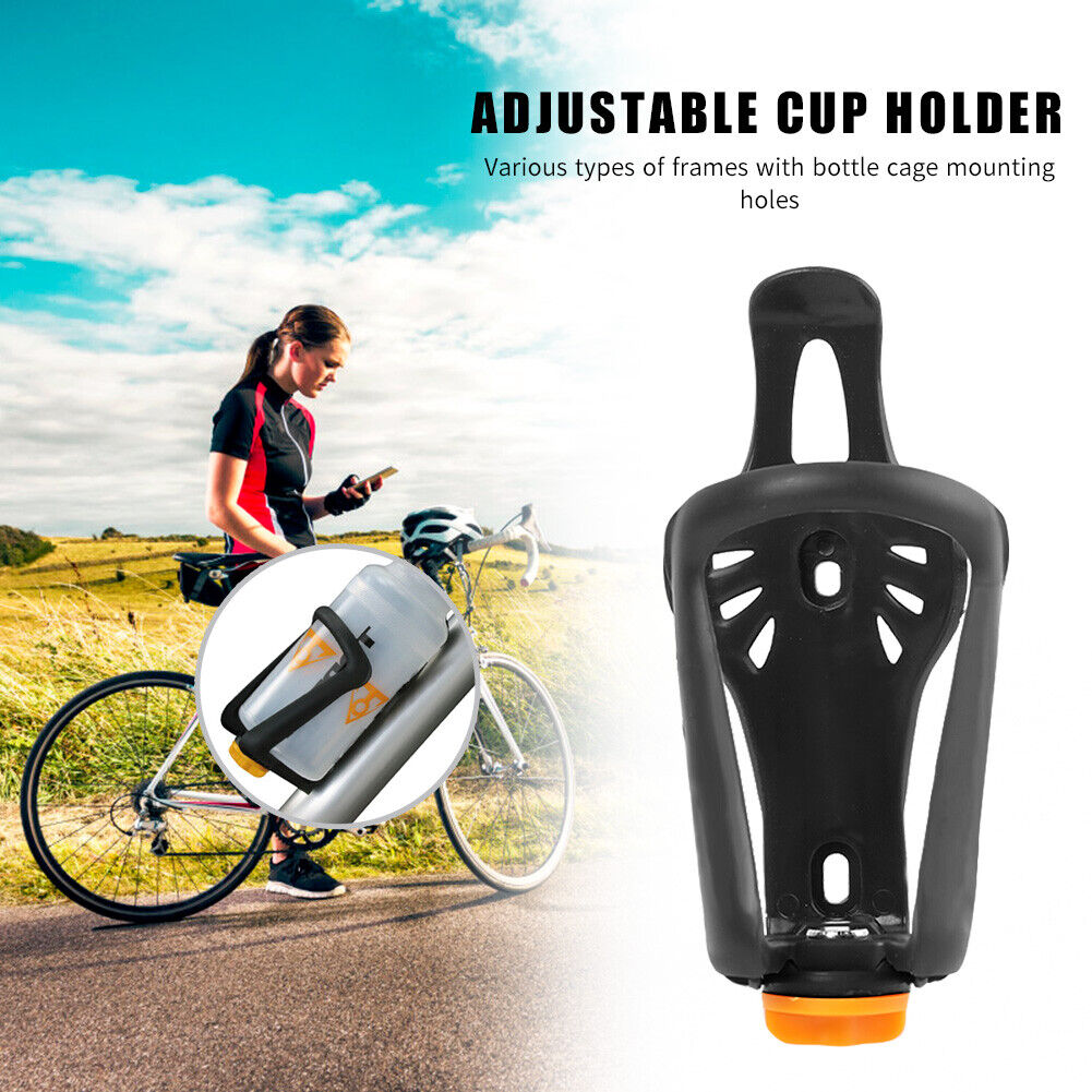 Bicycle Water Bottle Holder Adjustable Bike Kettle Support Bracket (Black)