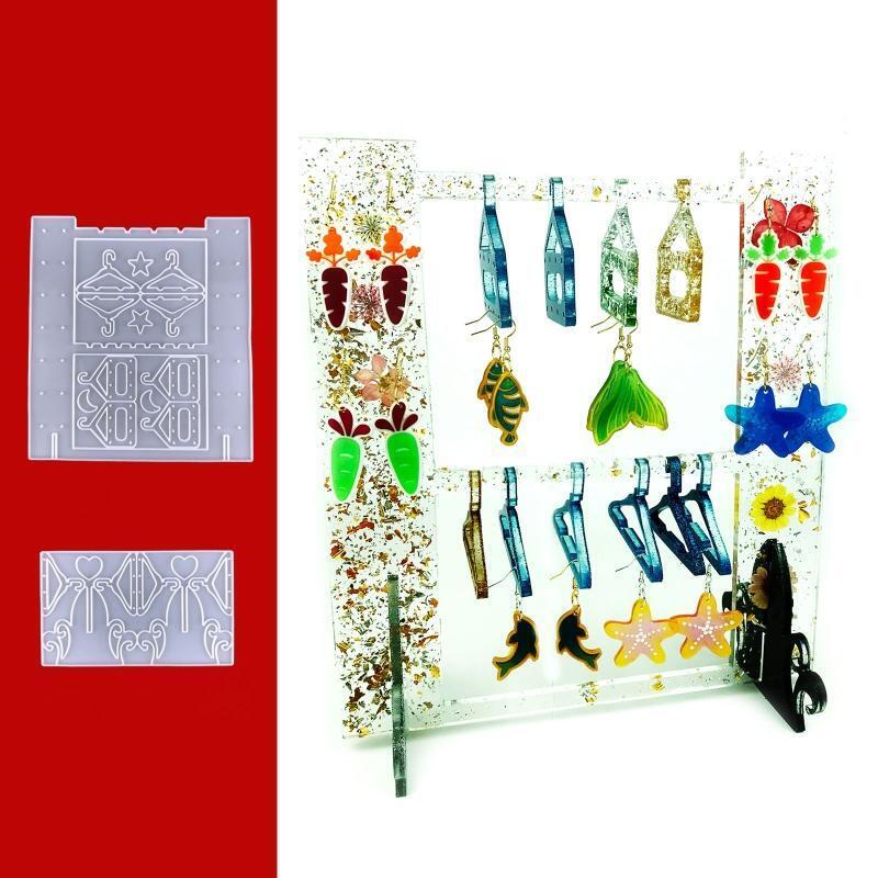 2Pcs Earring Storage Rack Drop Glue Molds Diy Earring Display Rack Silicone Mold