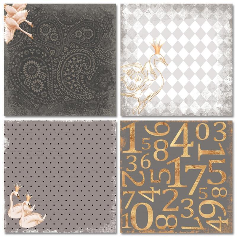 24pcs 6x6inch Swan Background Paper Pad for Scrapbooking Decor Journal Album DIY