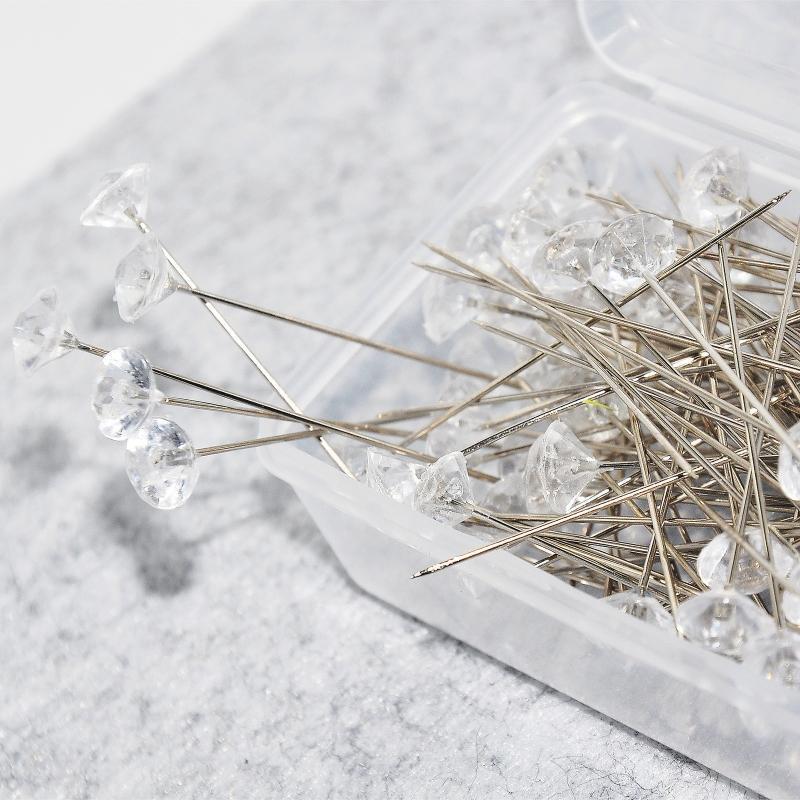 Clear Straight Pin Bouquet Pins Rhinestone  for Wedding Jewelry DIY Decoration
