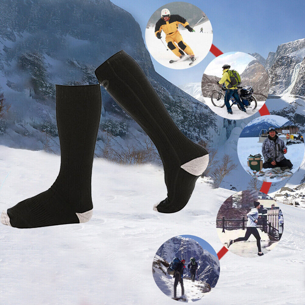 2pcs Electric Heating Socks Foot Warmer Stockings (Black 4500mAh Battery)