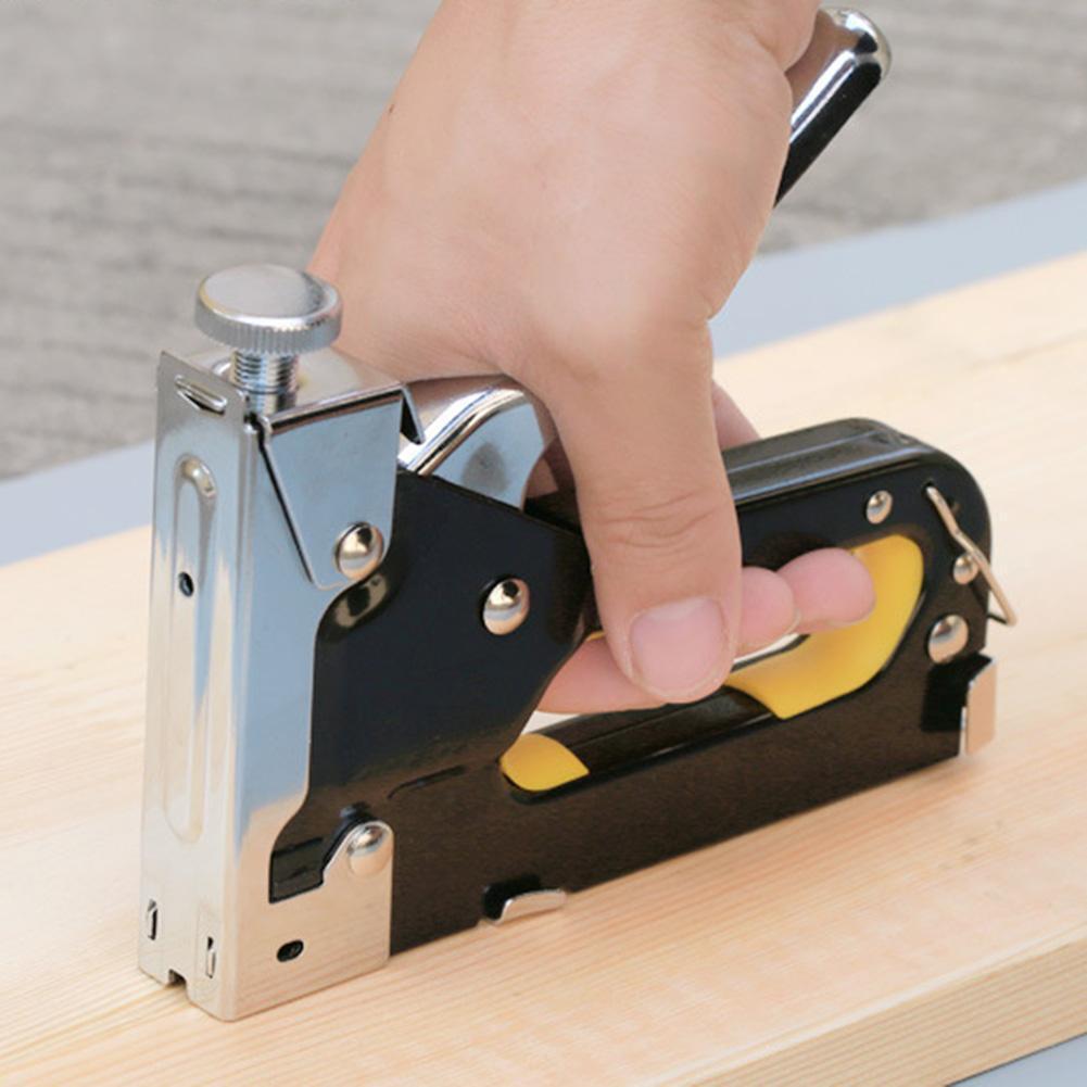 3 Way Nail Gun Wood Furniture Door Upholstery Stapler 600 Nails Kit (Black)