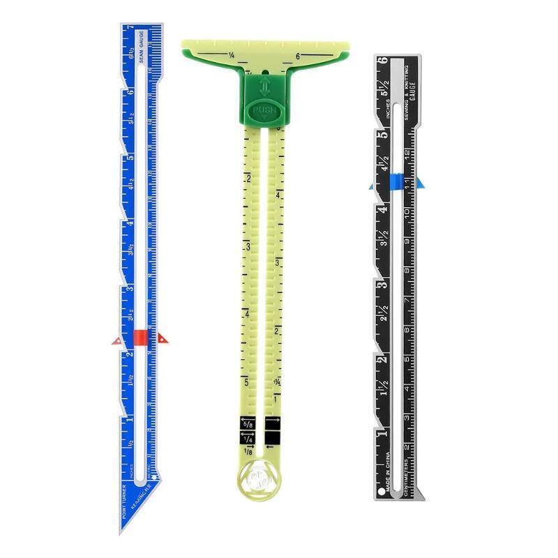 3 Pieces Sliding Gauge Measuring Sewing Tool Set Measuring Sewing Gauge 5-in-1 T