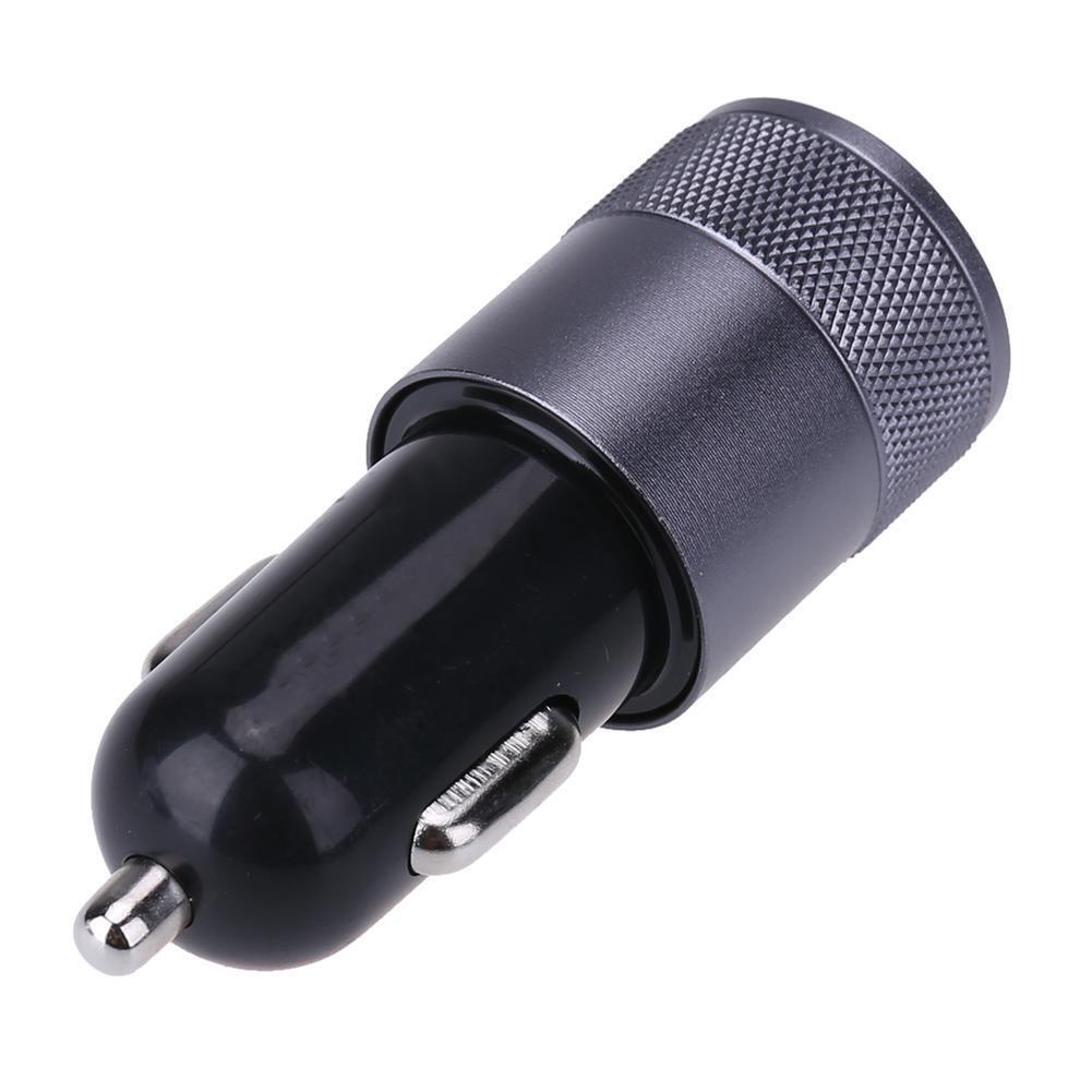 Metal Dual USB 2.1A Car Cigarette Lighter Adapter Charger(Gray+Black)