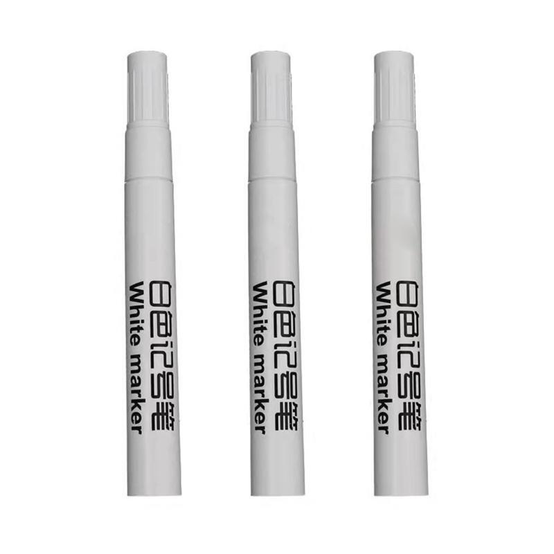 10 Pcs Medium Tip White Marker Pen for Metal, Tire Painting,Plastic, Black Paper