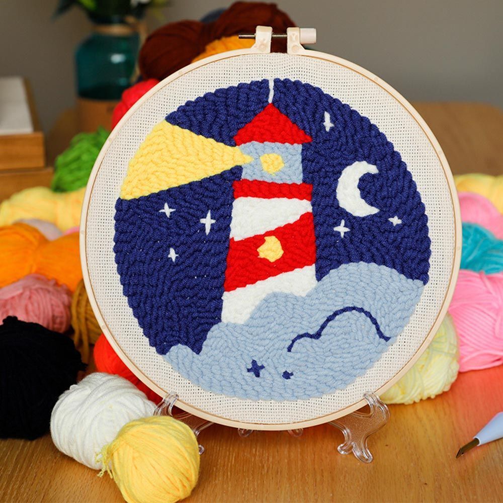 DIY Crafts Cross Stitch Kit Embroidery Hoop Poke Embroidery Kit Needle Punch