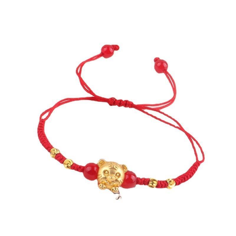 New Year Red Bracelet Ring Lady Jewelry Tiger Pendant Adjustable Bracelet