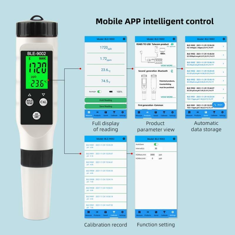 Portable Digital Water Tester Hydrogen Meter Water Quality Tester with ATC H2