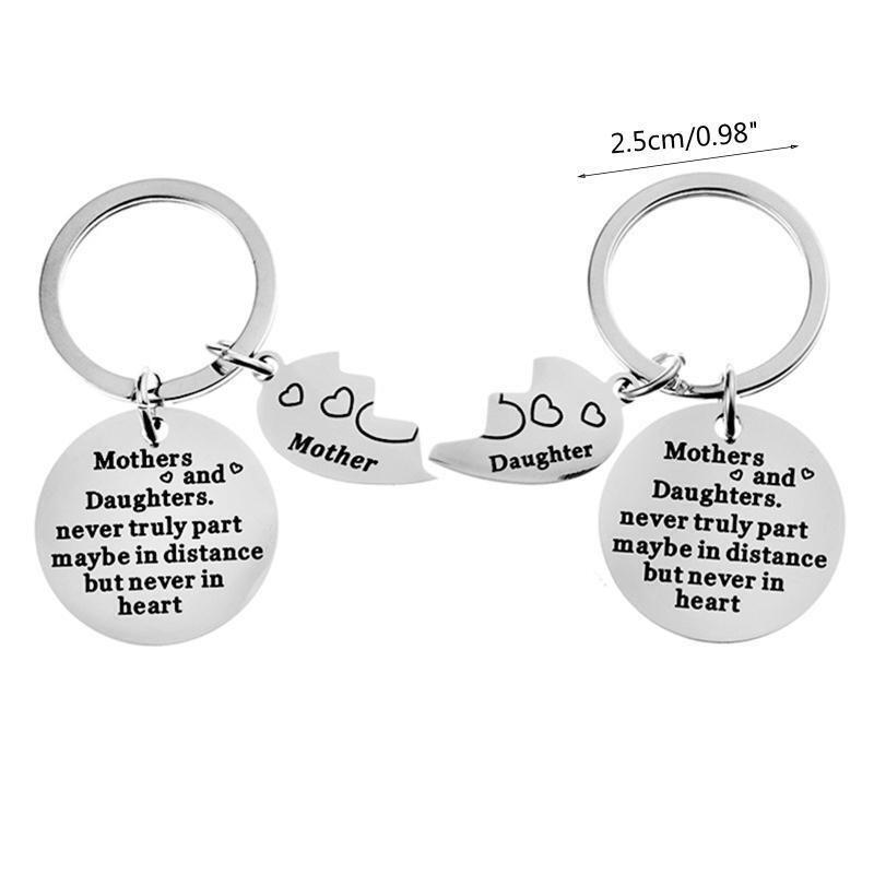 2PCs Best Friend Keychain Rings Mothers and Daughters Heart Puzzle Keyrings