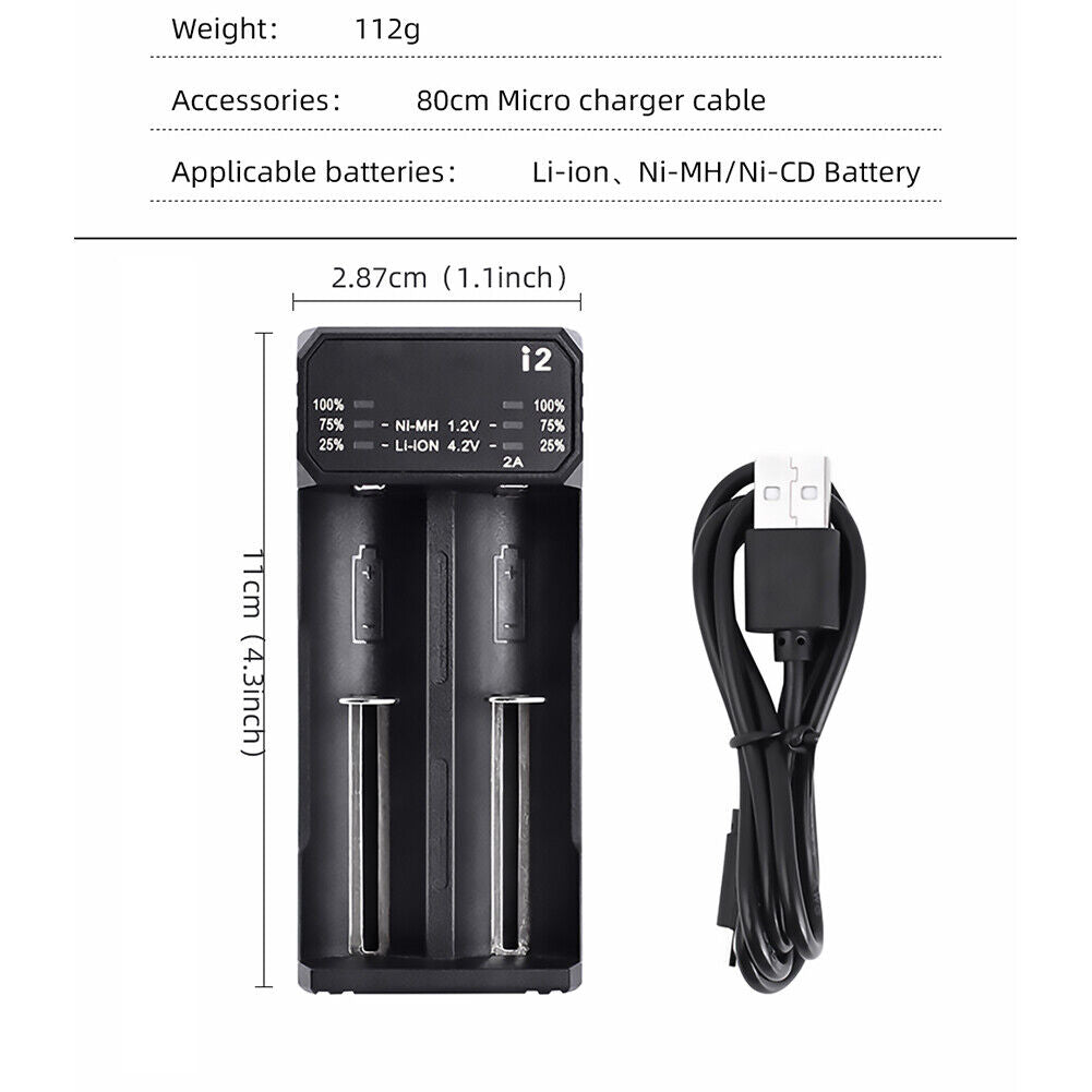 Essager 2 Slot Rechargeable Battery Charger for 18650 Lithium Ni-MH (i2)
