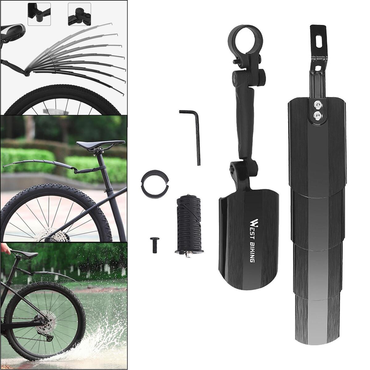 Bike Mudguard Front Rear Cycling Mud Guard Folding for Folding Bike Black