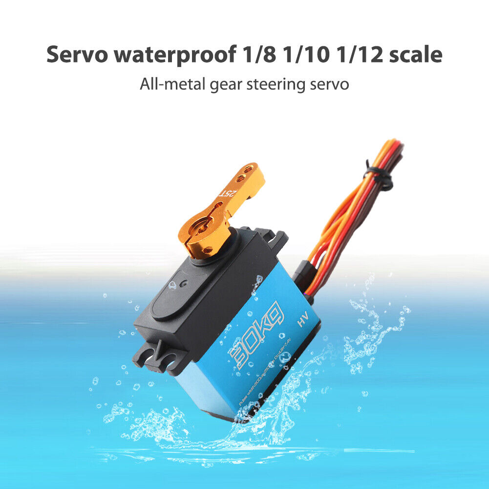 30kg Digital Servo Stainless Steel Gear Servo 1/8 1/10 1/12 Metal Arm (Blue