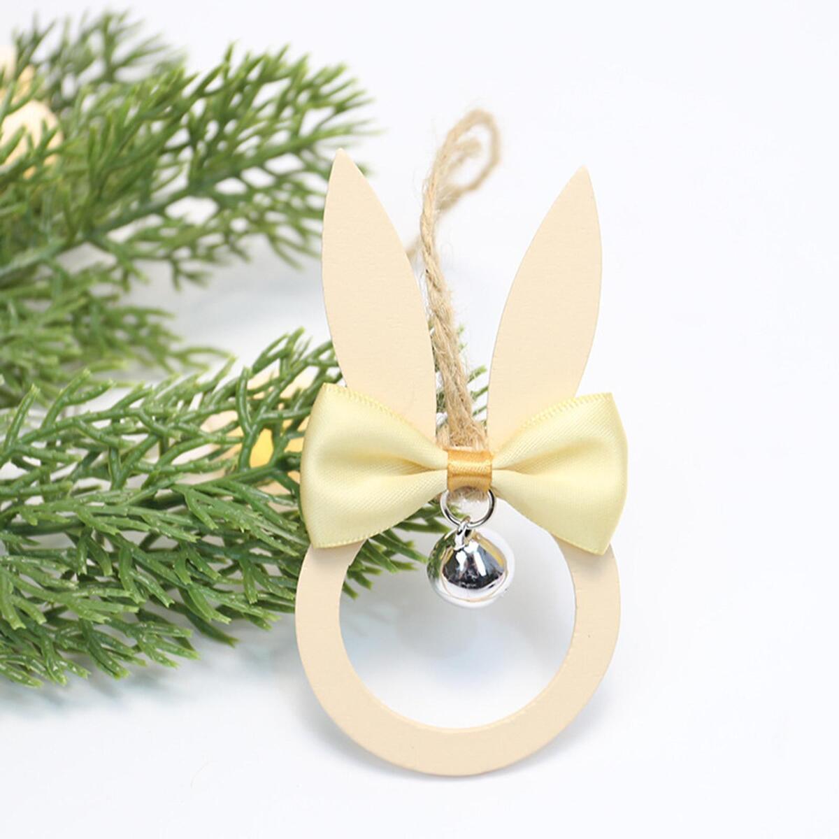Wood Rabbit Ornament Party Supplies Supplies Hanging Pendant 4 Pieces Spring