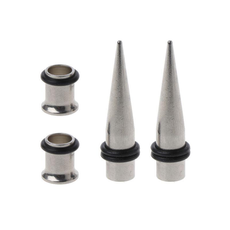 7mm Pair Stainless Steel Tapers &Tunnels Ear Stretching Kit Plugs Body Jewelry