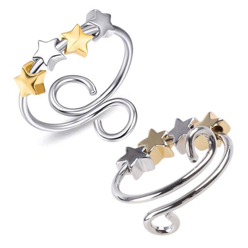 Women Ring Rotating Five-pointed Star Rings Sliding Decoration Relieves Ring