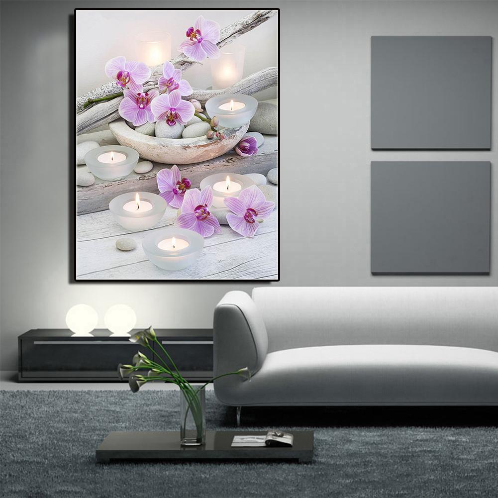 Flower Candle 5D Diamond DIY Painting Kit Cross Stitch Home Decor Craft
