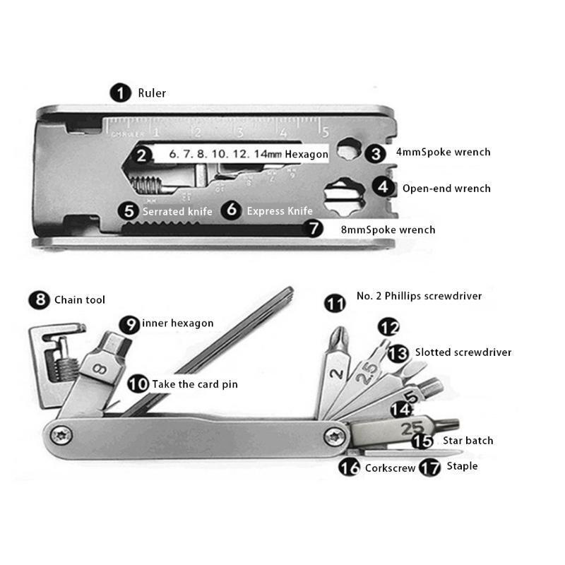 Set 18 Pcs PBicycle Multi-function Tool Kit Repair Tool for Home/ Camping