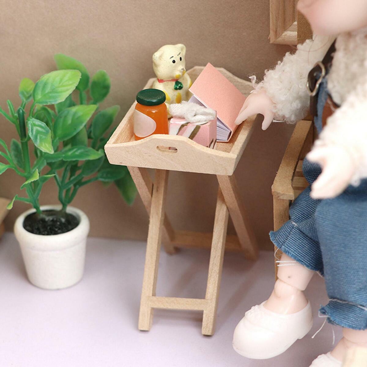 1/12 Snack Desserts Display Rack w/ Phonograph Scenery Decoration