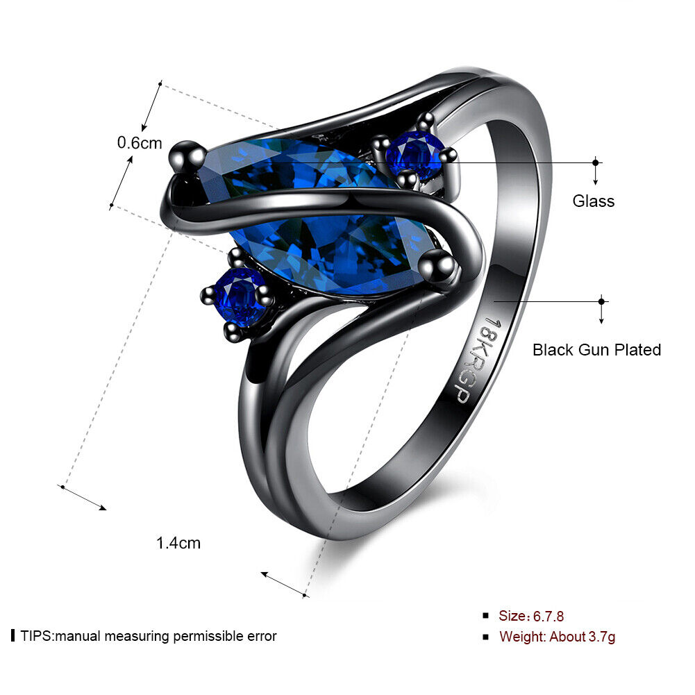 Women Fashion Popular Zircon Party Wedding Ring (Dark Blue)(7#)