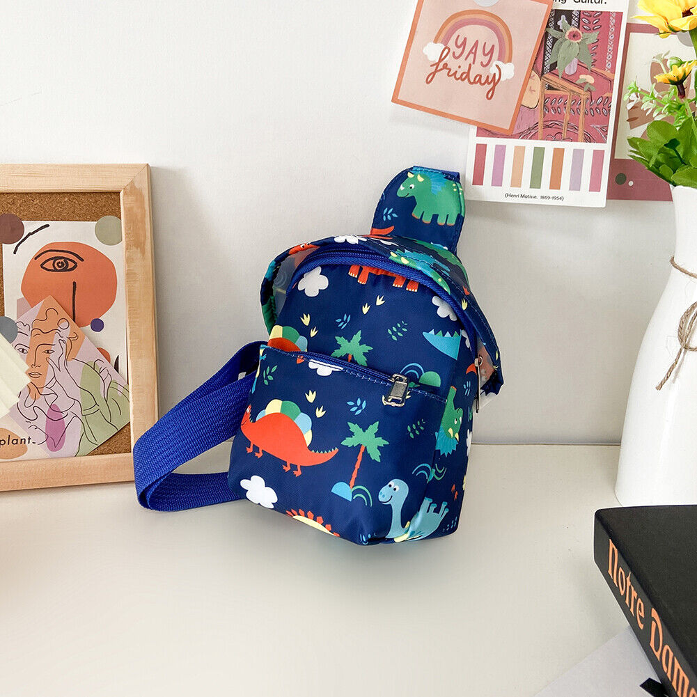 Cute Cartoon Print Chest Bag Children Mini Hats Nylon Messenger Bags (Blue)