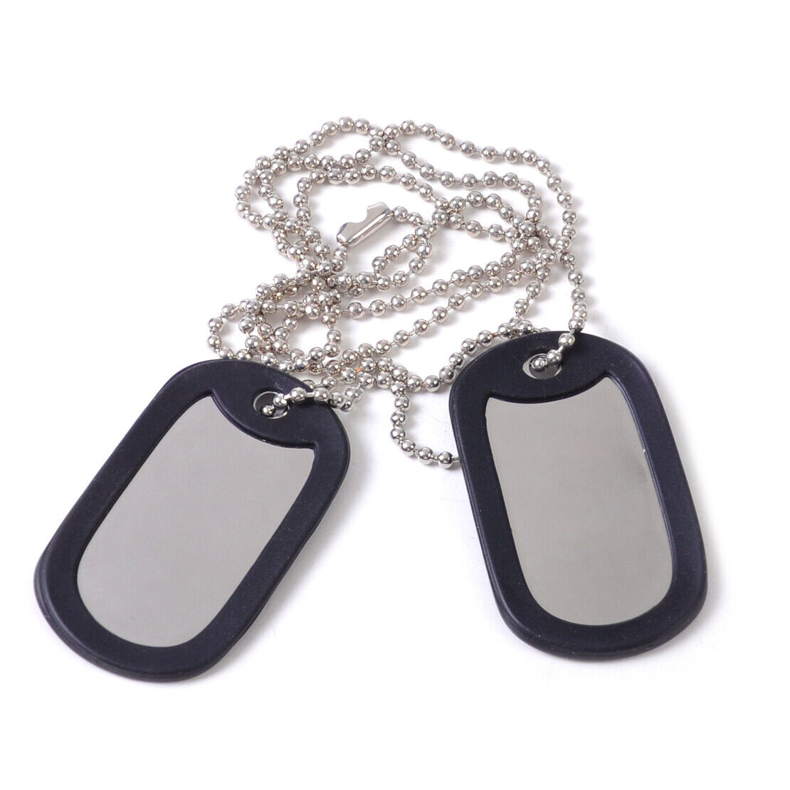 2x Military Army Blank Pendant Dog Tag Pet Puppy Cat ID Stainless Steel Chain Li