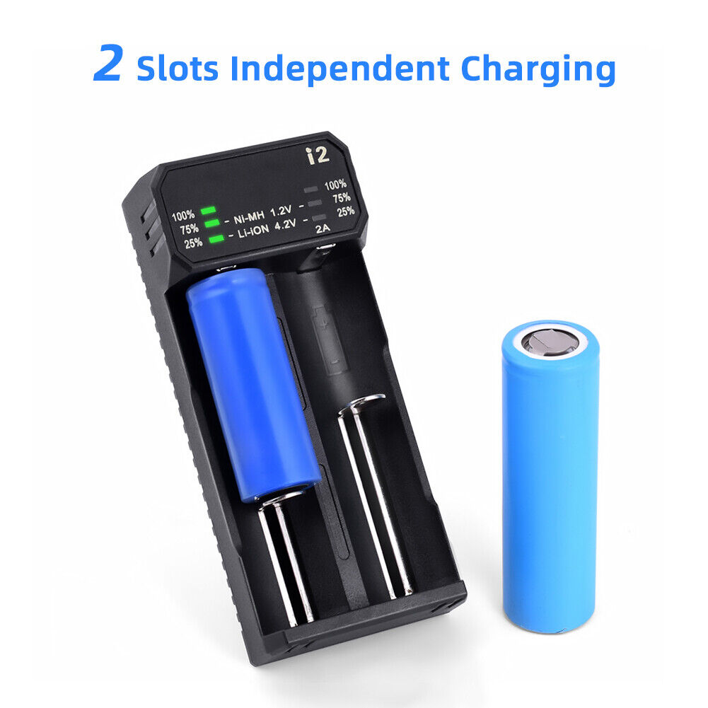 Essager 2 Slot Rechargeable Battery Charger for 18650 Lithium Ni-MH (i2)
