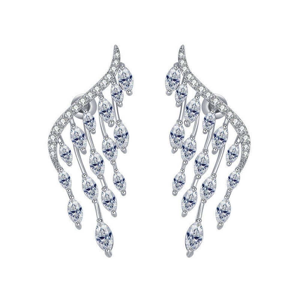 Dangle Elegant Stud Earrings Rhinestone Ear Stud Ear Clip Angel Wings Earrings