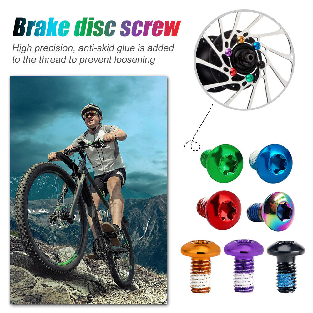 12x Bike Disc Brake Rotor Bolts T25 M5x10mm Alloy Steel Screws (Multicolor)