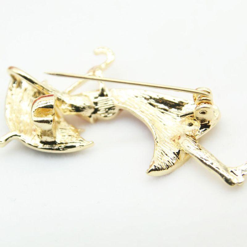 Cartoon Pins Brooch Umbrella Girl Badge Enamel Rhinestones Lapel Cute Dresses