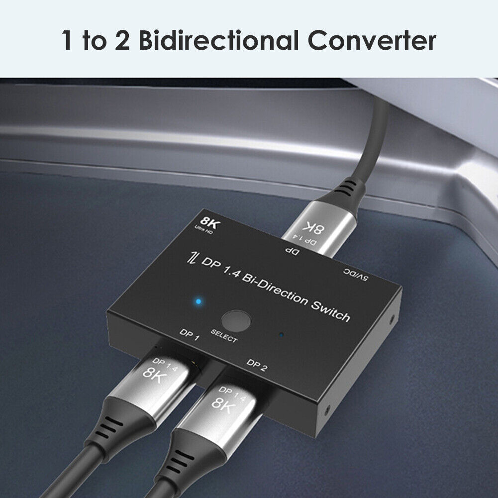 Displayport Splitter DP1.4 8K Bi-Direction Switch Adapter 1x2/2x1 Switcher