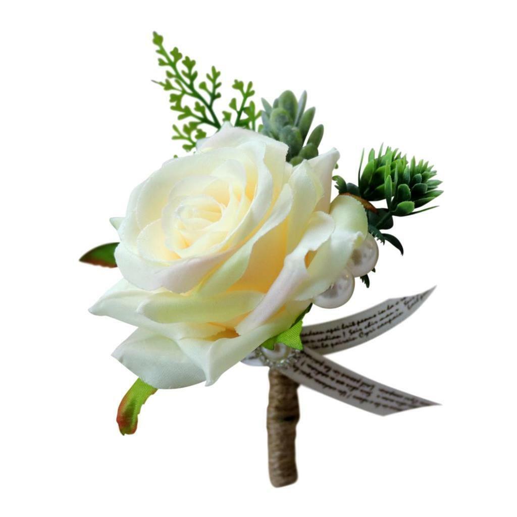 Set of 2  Boutonniere Wrist Wristband Wrist Corsage Groom Man Wedding