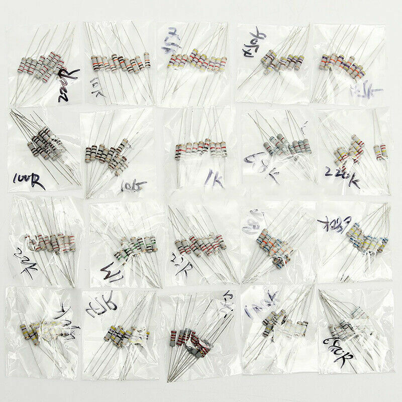 200Pcs 10 ohm-1M ohm 20Value 1W Resistor Set 5% Resistance Assortment Kit