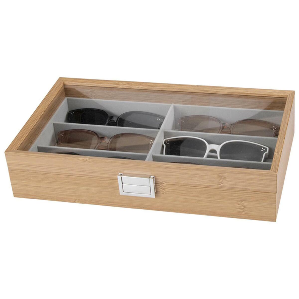 Sunglasses Display  Wooden Eyeglasses Case with transparent  White