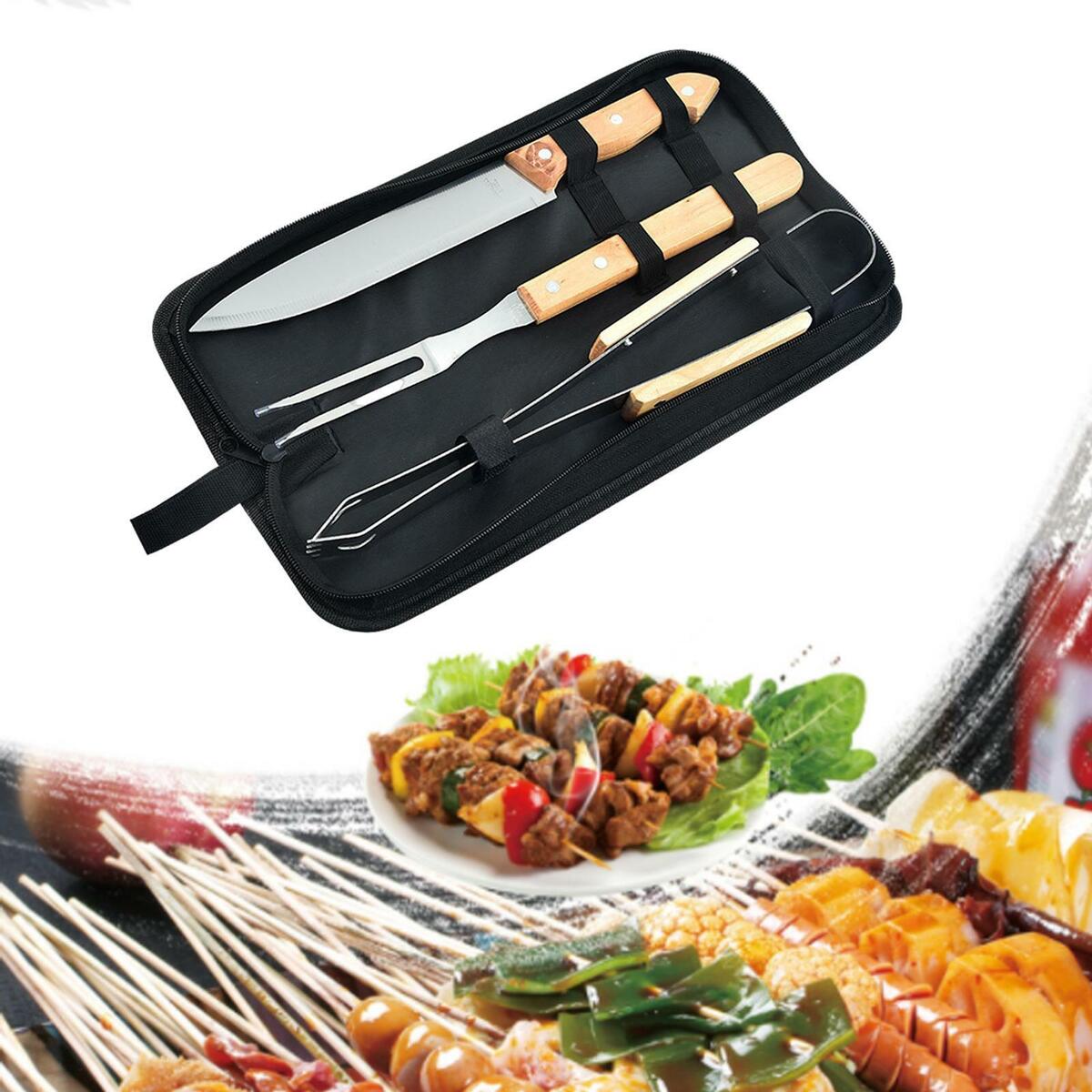 3 Pieces Stainless Steel Grill Tool Set for Cooking BBQ Party Camping Picnic