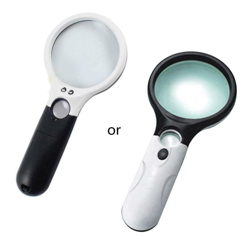 Handheld Lighted Magnifying Glasses 3x 45x Illuminated LED Magnifier Jewelry
