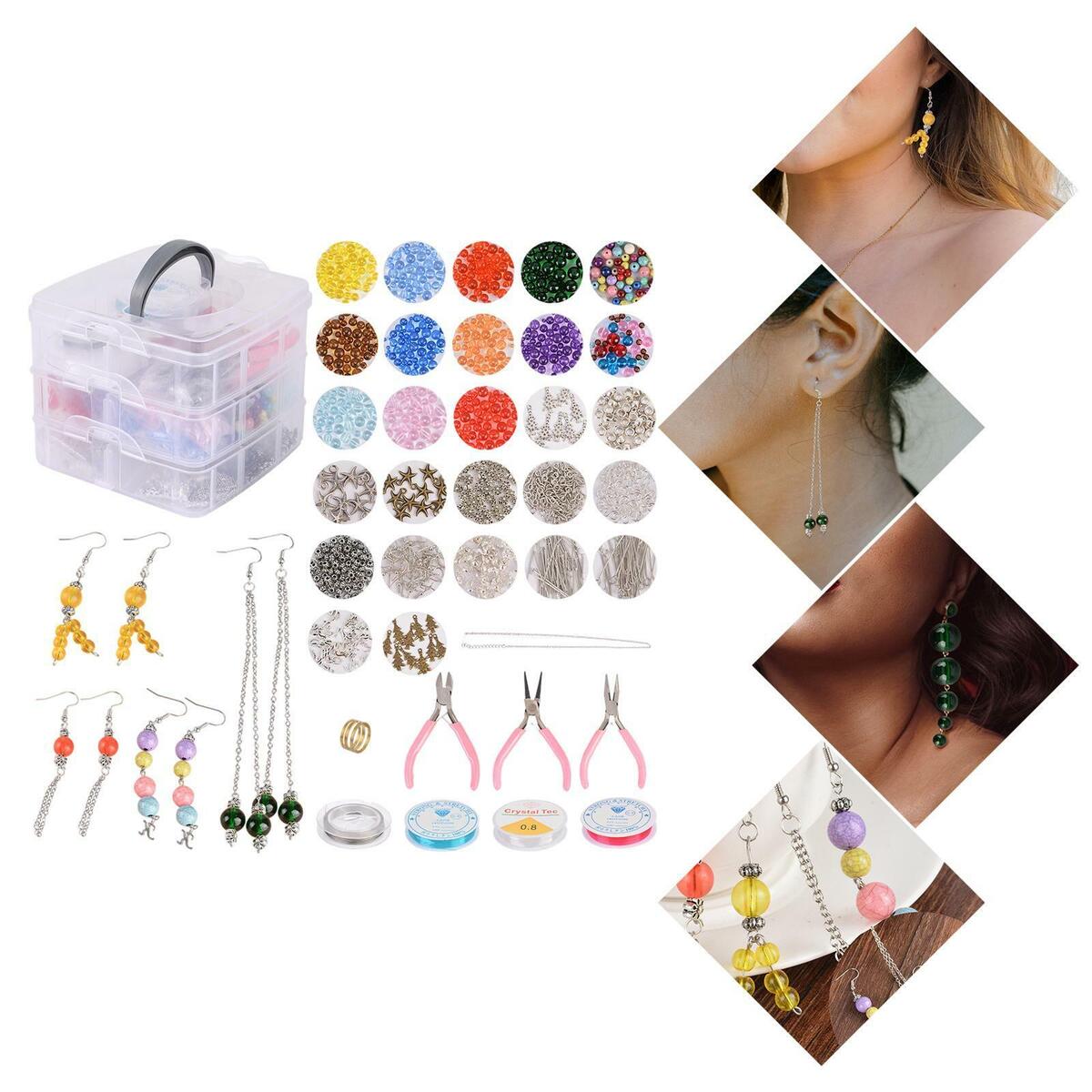 1506x Jewelry Making Supplies Kit Earrings DIY Bracelets Extension Chain
