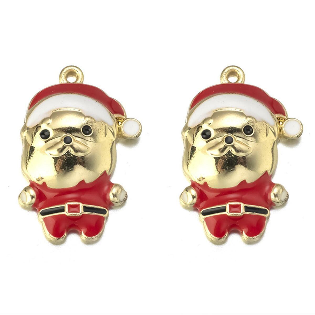 20x Cartoon Charms Christmas Theme Enamel Pendants Necklace Jewelry Making